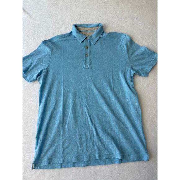 Tommy Bahama Linen Cotton Polo Men Size Large Soft Blue Golf Casual Collar Shirt - Picture 1 of 7